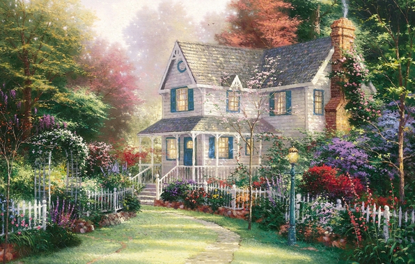 Victorian Garden II, Thomas Kinkade (596x380, 231Kb)