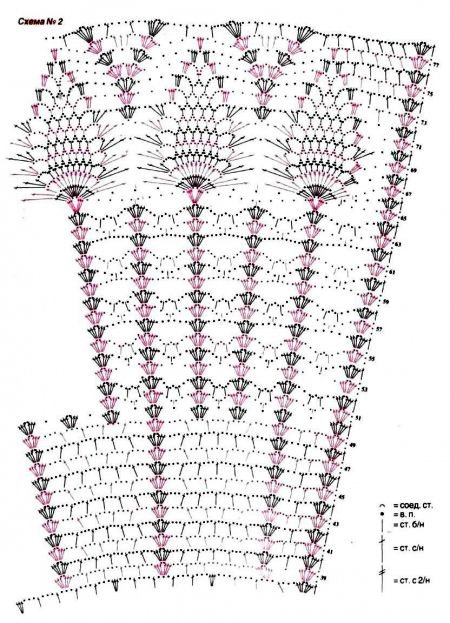 Шаль двухцветная крючком схемы