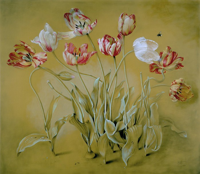 THE TULIP GARDEN 66x76 cms mixed media on panel 1998 (700x610, 96Kb)