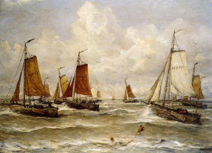 Mesdag Hendrik Willem Fishing Fleet At Scheveningen (700x504, 172Kb)