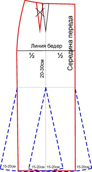 Длинная юбка с запахом, чёрно-белая (Москва)