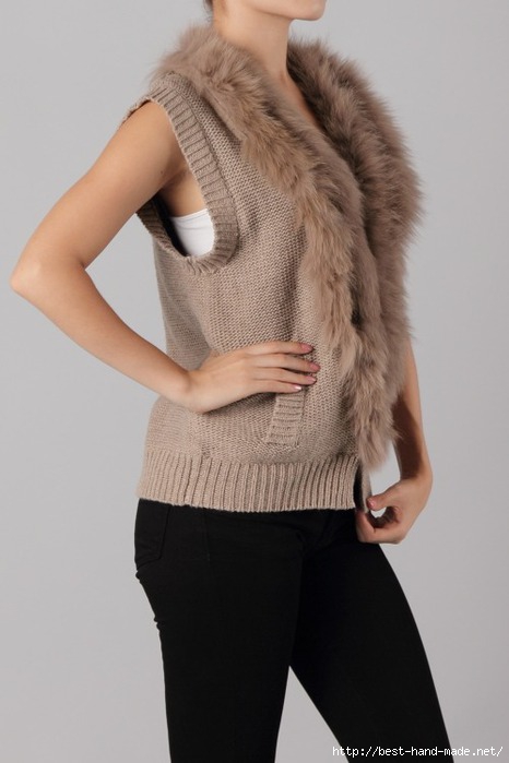 Fox Fur Trim Knitted Vest (4) (466x700, 122Kb)