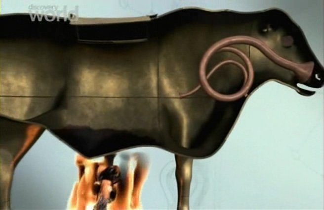 Пытка лошадью. Сицилийский бык Фаларида. Железный бык орудие пыток.