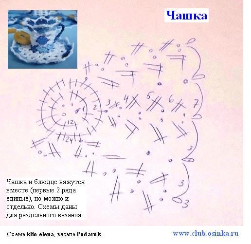 Вязаная чашка с блюдцем крючком схема