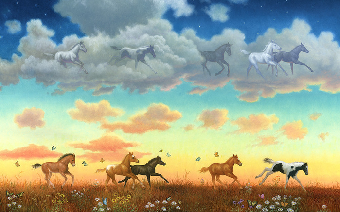 AH014_Frolicking Foals (700x437, 150Kb)