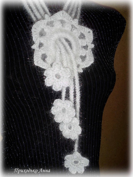 Красивое украшение на шею связанное крючком | Студия Елены Ругаль Вязание | Дзен