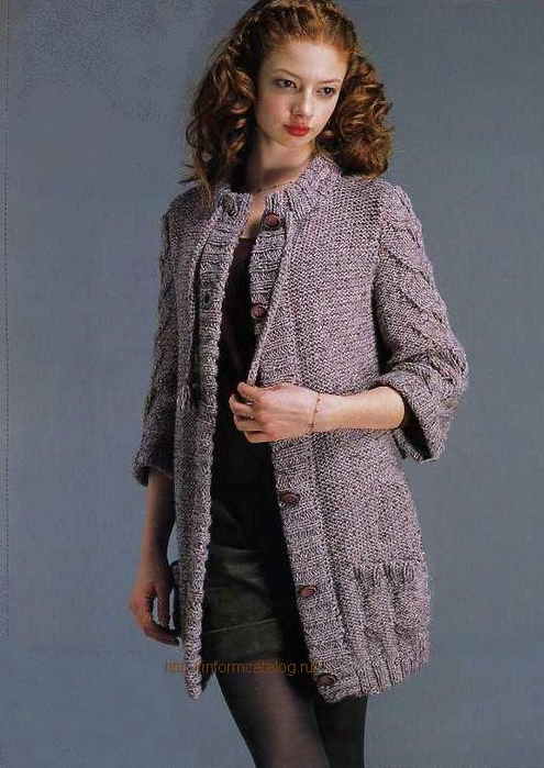 Вязаное пальто женское спицами из толстой пряжи модные тенденции