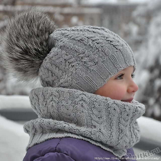 Шапка спицами для девочки