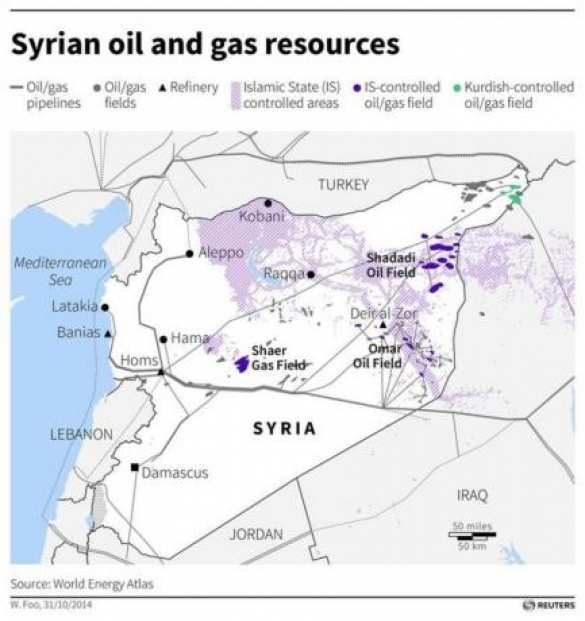 Карта нефтяных месторождений сирии