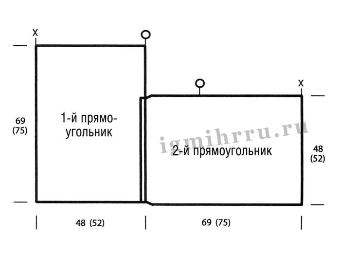 Пончо из двух прямоугольников спицами схемы и описание