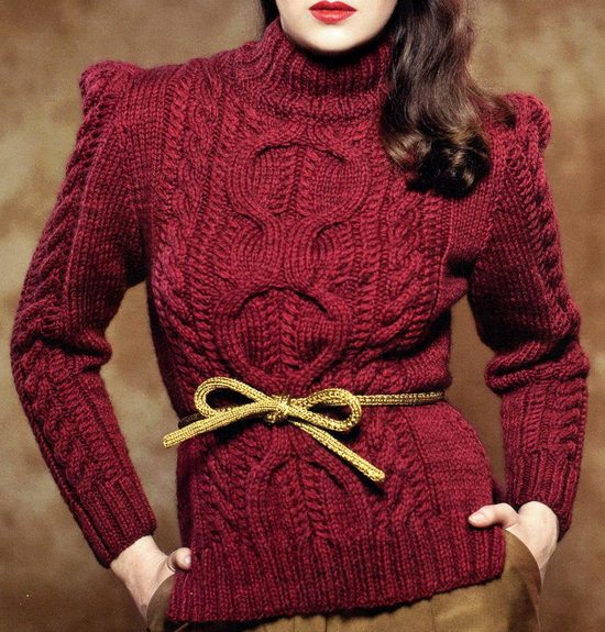 Вязаный свитер бордовый