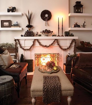 Holiday Christmas Fall decor - interior design - Fireplace and mantlepiece decor and design - 4 (349x400, 38Kb)