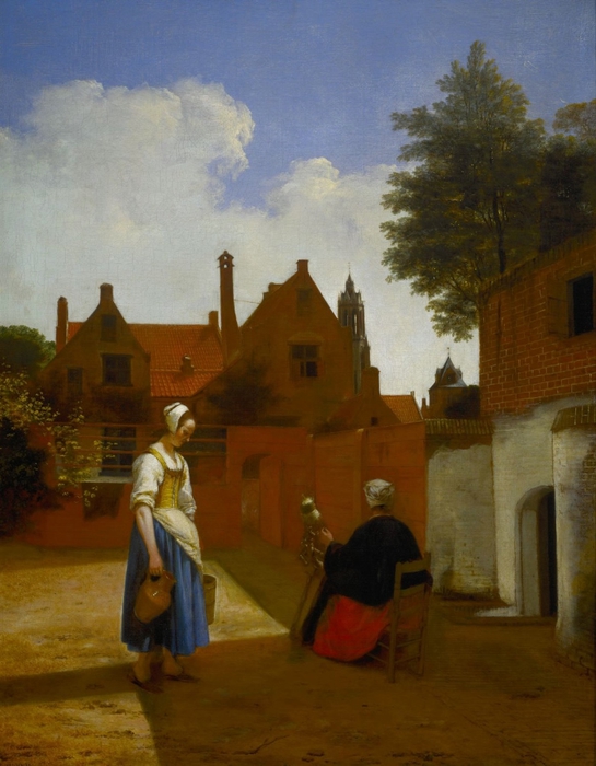 A Courtyard in Delft at Evening a Woman Spinning. Creator Pieter de Hooch. Creation Date 1657 (545x700, 249Kb)
