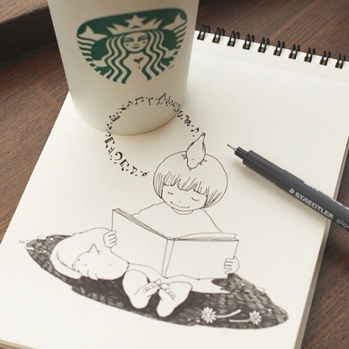 кофейные рисунки Томоко Шинтани