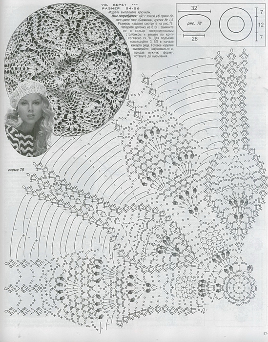Схема вязания крючком летнего берета для женщин