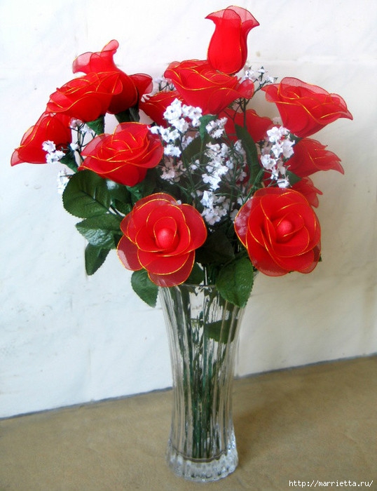 МК розы из капрона (Цветы из ткани) – Журнал Вдохновение Рукодельницы
