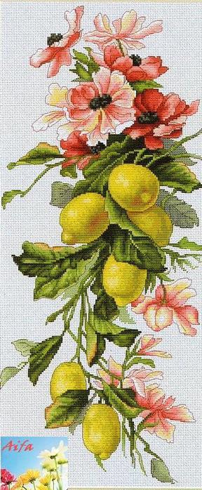 Набор для вышивания Цветы и лимоны, 17*39см, B210, Luca-S