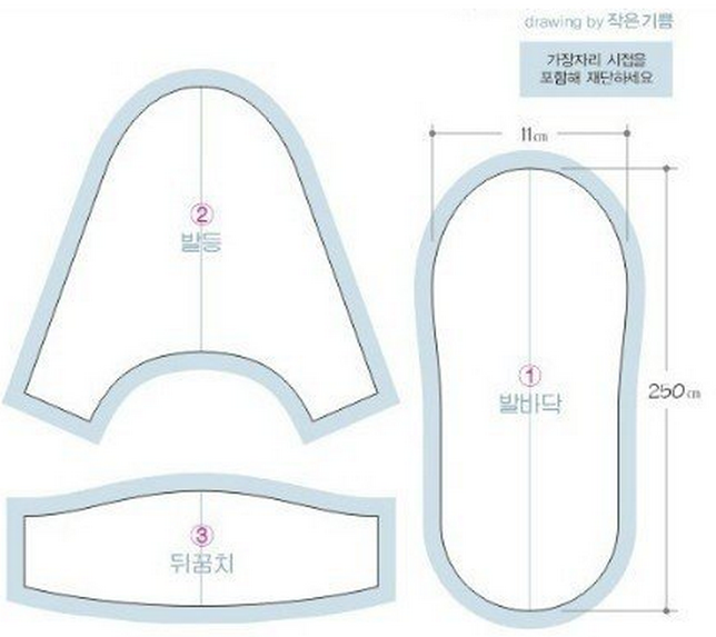 Простые выкройки и пошаговые инструкции домашних тапочек в натуральную величину