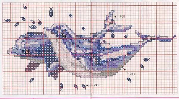 Вышивка крестом схемы дельфины