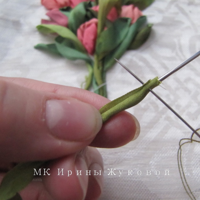 Вышивка лентами тюльпаны мастер-класс