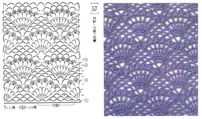 Как связать рисунок веерок крючком