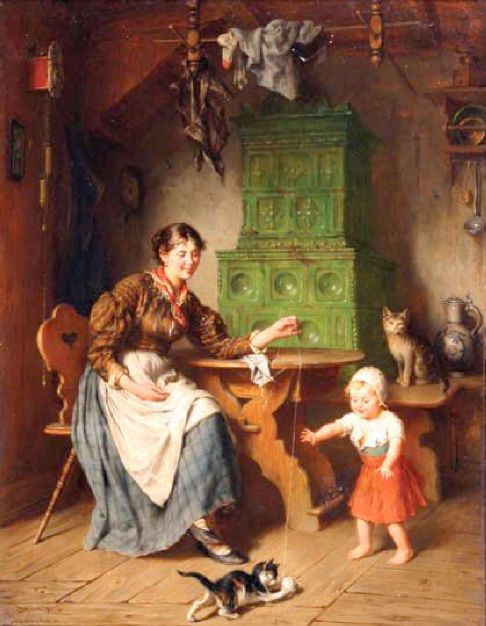 interior-with-mother-child-and-kittens (486x626, 51Kb)