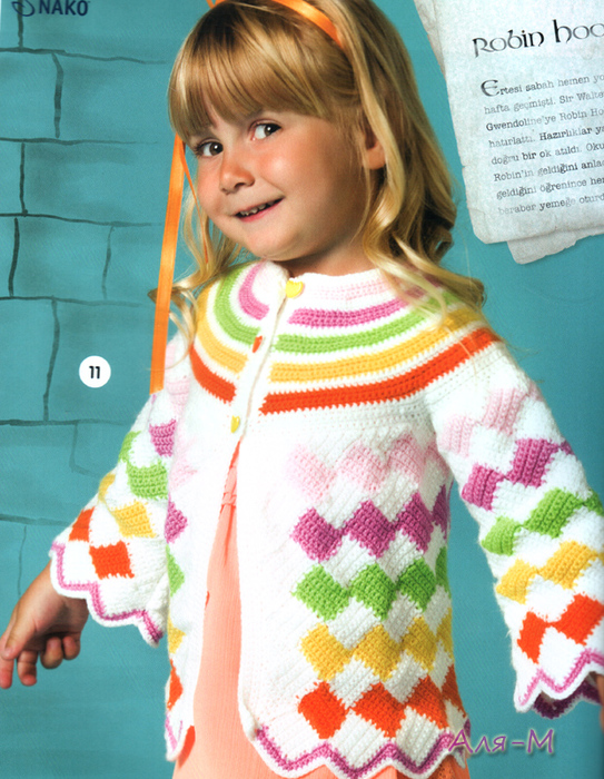 Описание вязания крючком женского пуловера из секционной пряжи