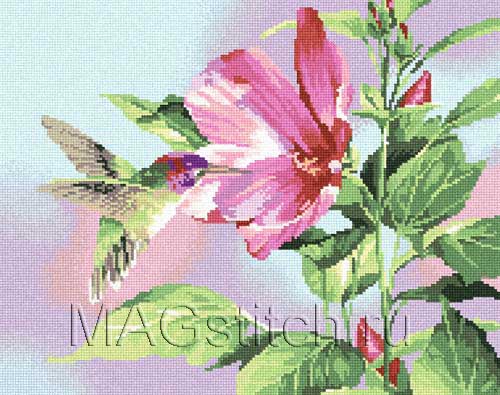 Shema-vyshivki-krestom-Hibiscus-Hummingbird (500x395, 51Kb)