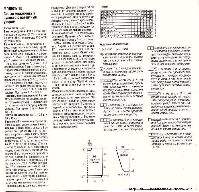 Полупатентная резинка спицами схема вязания. Пуловер с патентными узорами модель 10. Пуловер с патентным узором схемы и описание. Пуловеры выполненные патентным узором. Полупатентная резинка схема вязания.