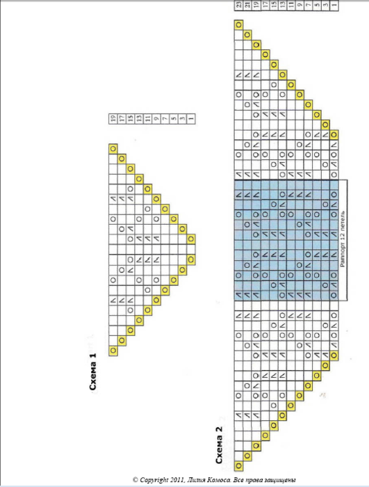 Шаль жар птица спицами схема и описание