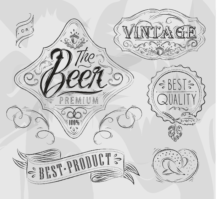 Vintage labels beer and coffee (700x641, 230Kb)