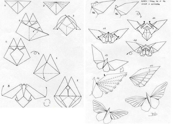 Оригами бабочка схема для детей