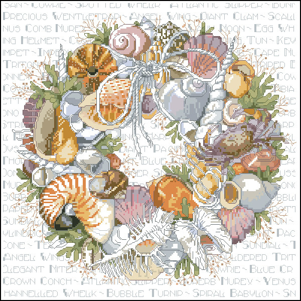 Janlynn 023-0359 Seashell Wreath (600x600, 218Kb)