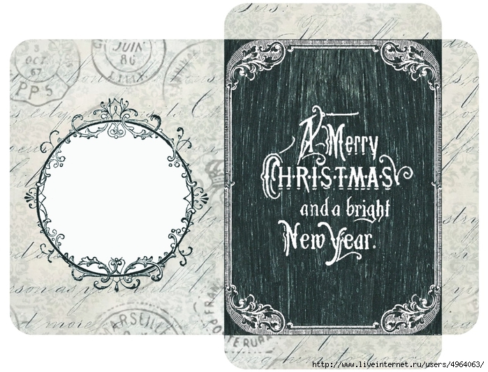 Gift card envelope ~ chalkboard Christmas ~ lilac-n-lavender (700x533, 307Kb)