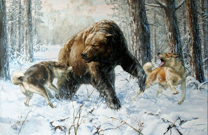 Охота на медведя (700x455, 300Kb)
