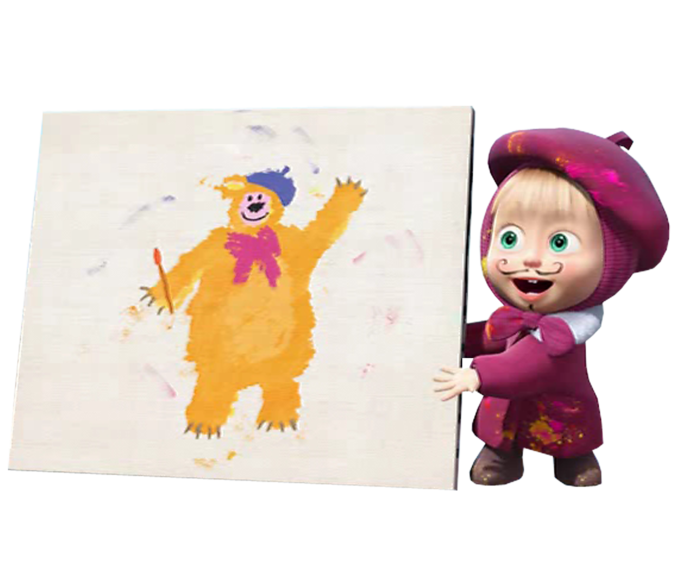 Маша и медведь разноцветной краской. Маша и медведь Маша рисует. Маша и медведь художник. Маша и медведь Маша художница. Маша и медведь. Картина маслом.