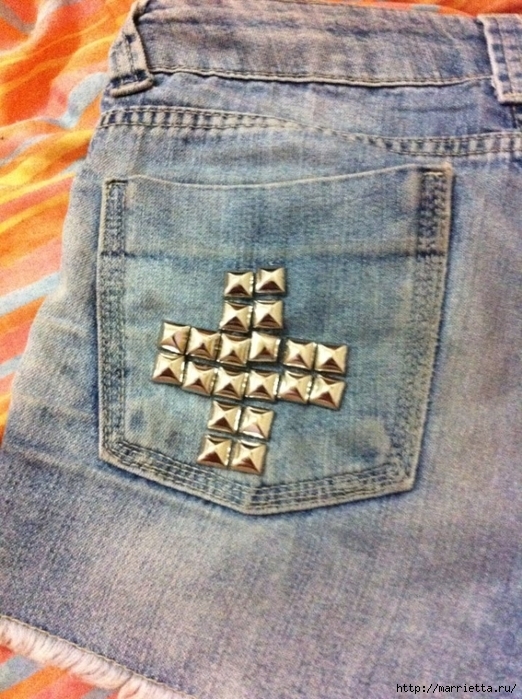 шорты из джинсов, переделка и украшение (5) (522x700, 337Kb)