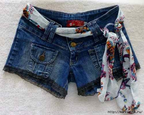 шорты из джинсов, переделка и украшение (28) (500x398, 111Kb)