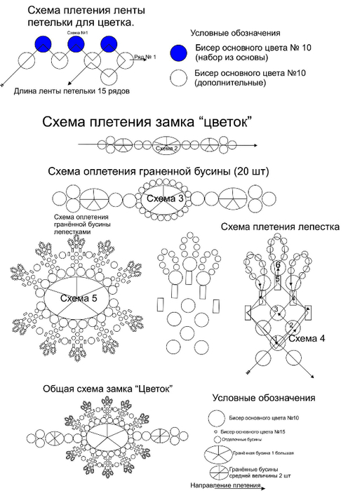 Схема плетения топа из бусин