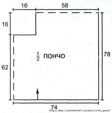 Пончо из двух прямоугольников спицами схемы и описание