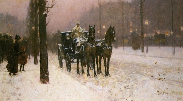Street Scene with Hansom Cab (640x353, 210Kb)