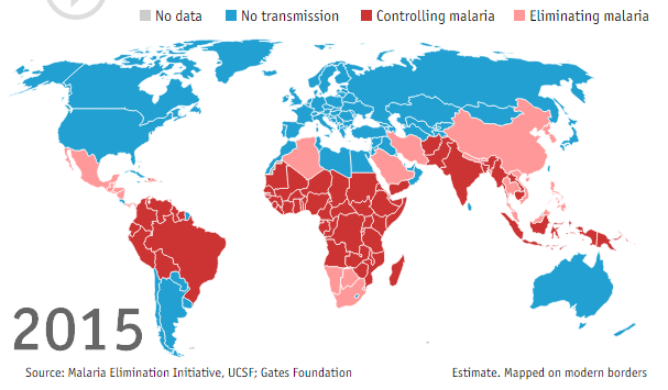 Карта малярии в мире