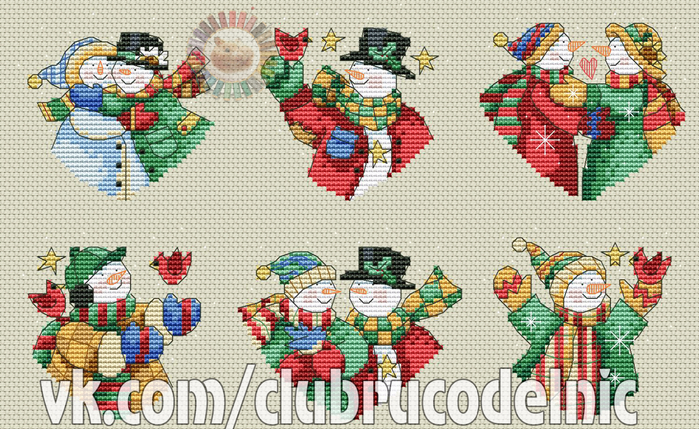 Snowman Hearts Ornaments (700x429, 503Kb)