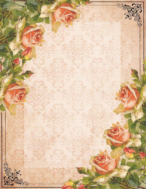 Stationery ~ Victorian peach roses (494x640, 136Kb)