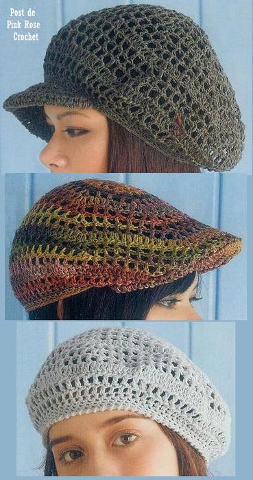 Boina de Croche- Crochet Slouch Hat-- - Pink Rose (369x700, 61Kb)