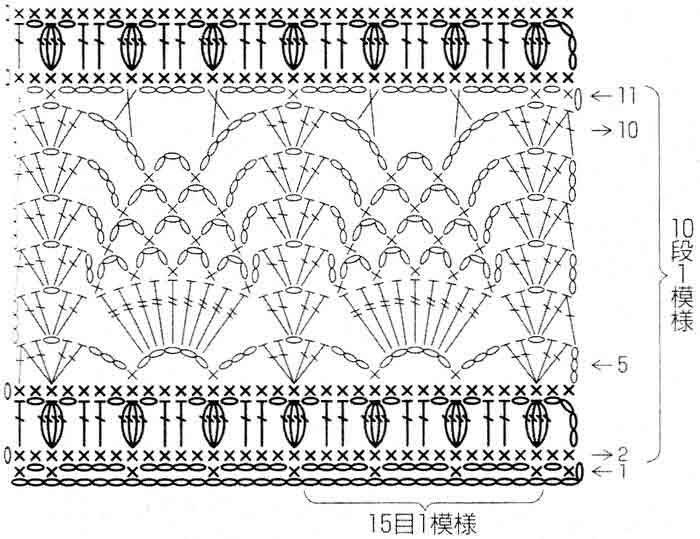 Ажурная полоска крючком схемы и описание