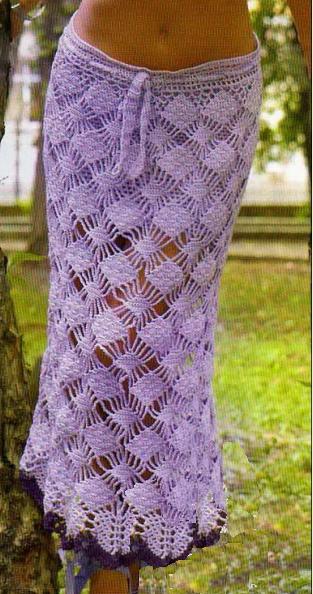 Вязание ажурной юбки, описание и схемы: