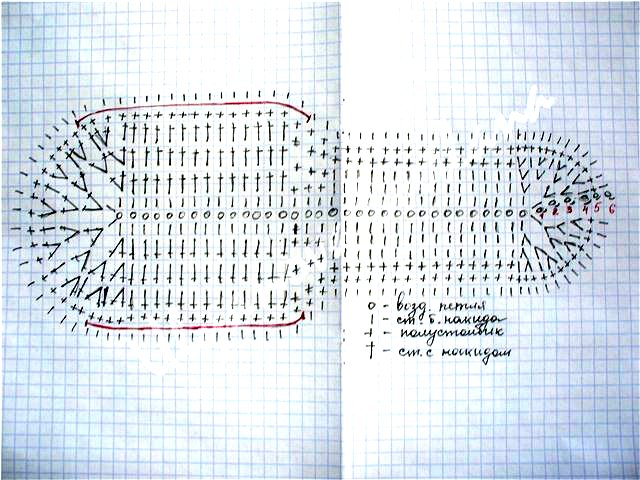 Подошва крючком для тапочек 37 размер схема