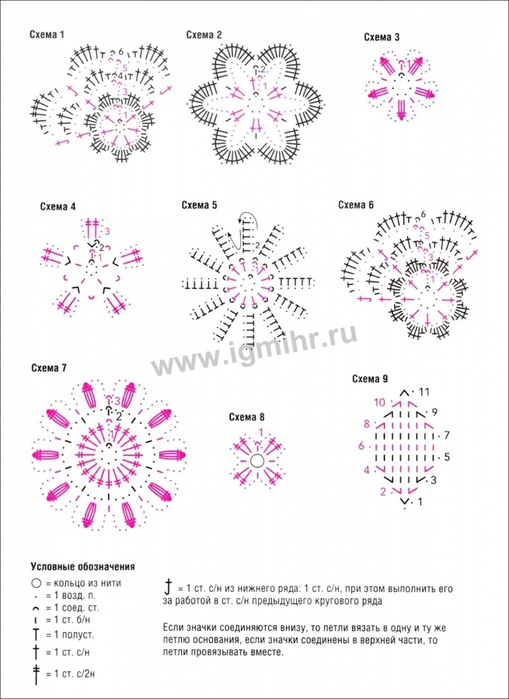 Цветок крючком для украшения шляпки схема и описание
