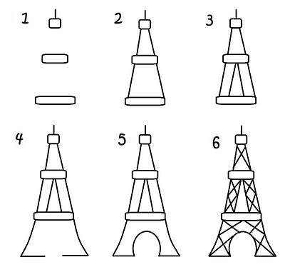 Как нарисовать Эйфелеву башню цветными карандашами